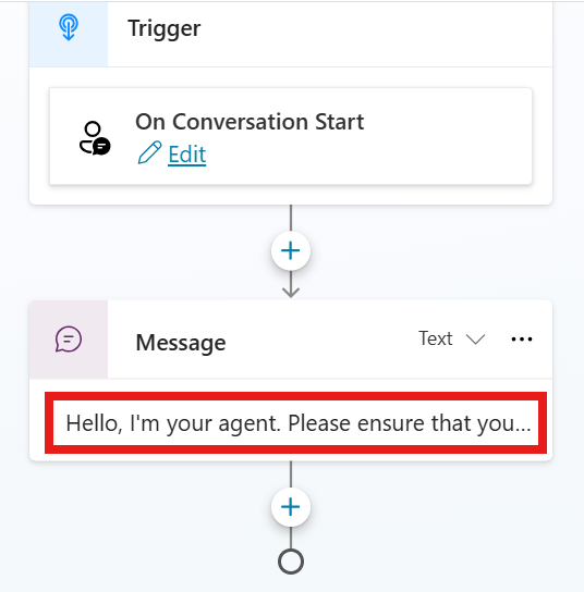 Screenshot of the location of the message content to edit the introduction message.