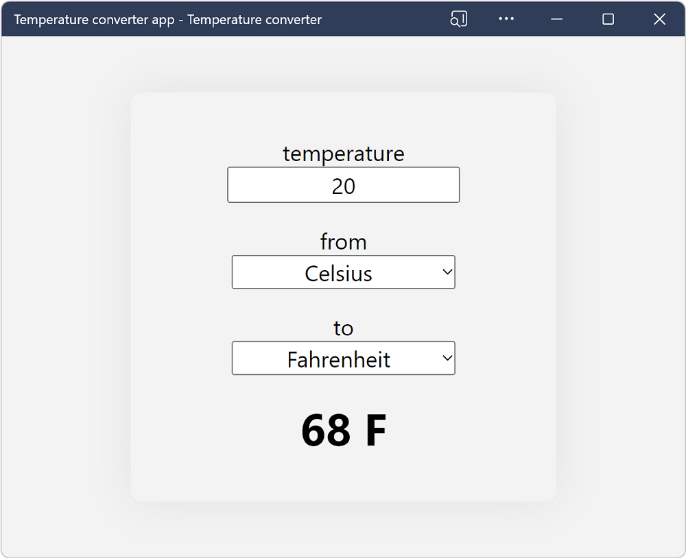 The sample PWA, installed and running in its own window