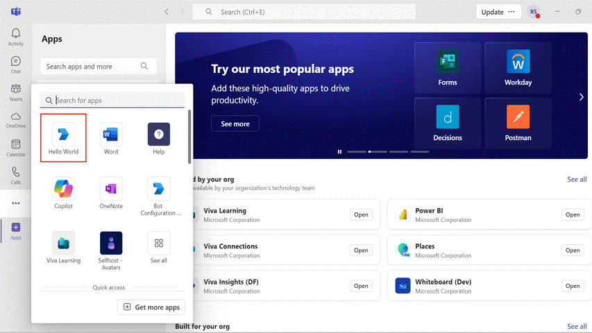 Graphic shows the process of opening an app with bot as default landing capability.