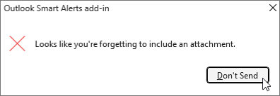 Smart Alerts dialog with the Don't Send button.