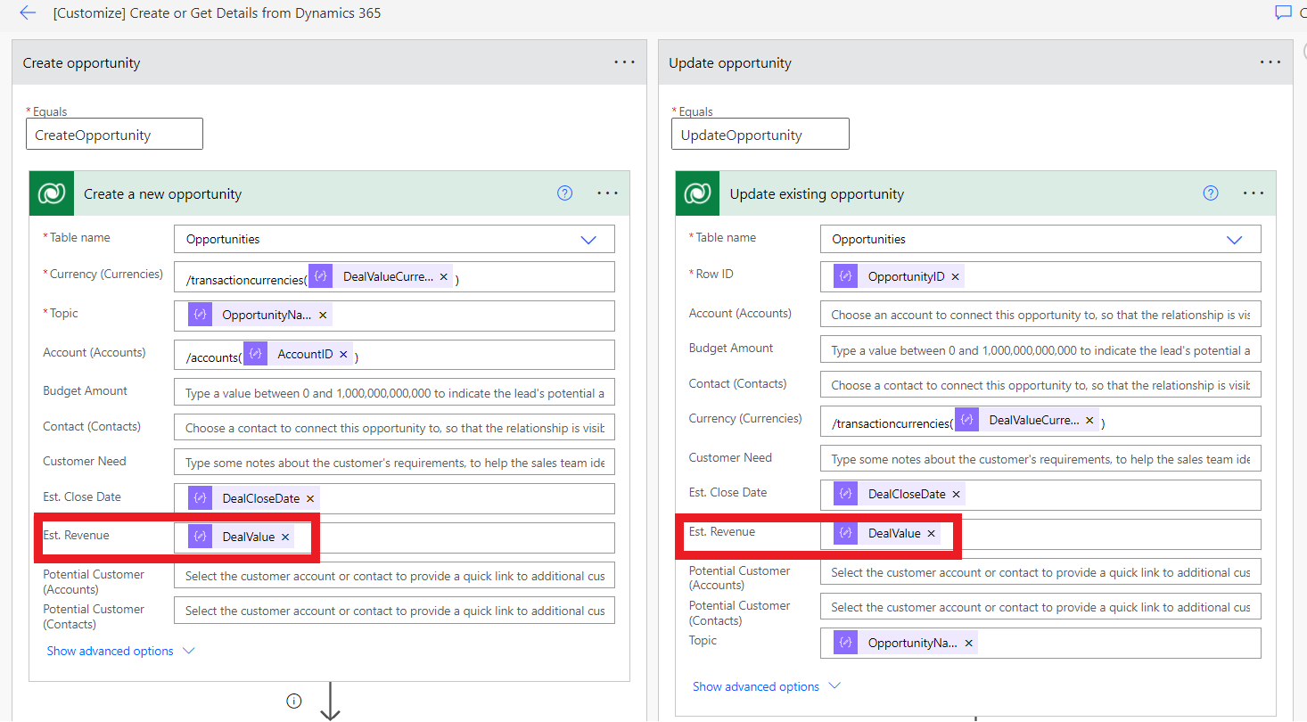 Screenshot shows how to assign deal value.