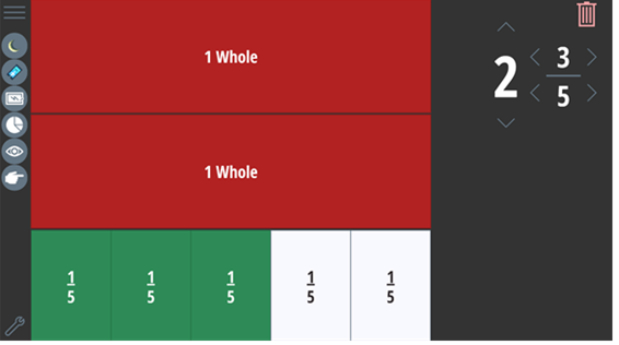 Screenshot of the 8-bit Classroom fractions app.