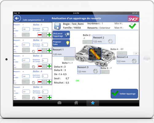 Screenshot of SNCF Manufacturing Configuration.