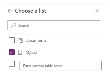 Screenshot that shows lists you can choose to include.