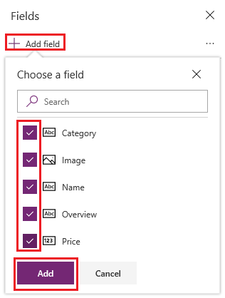 Add fields.