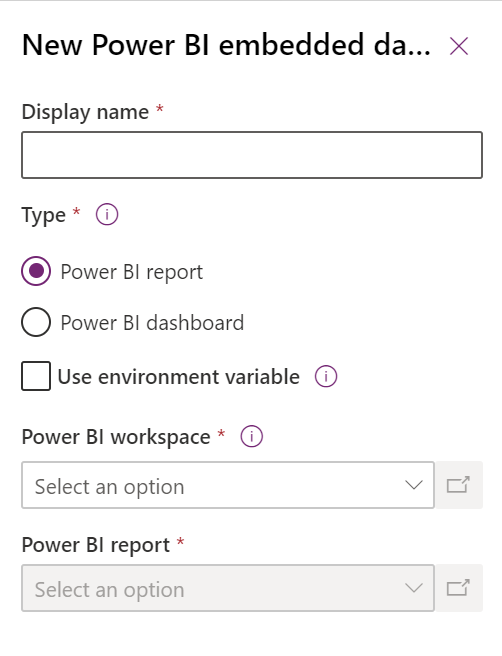 New dashboard Power BI embedded panel