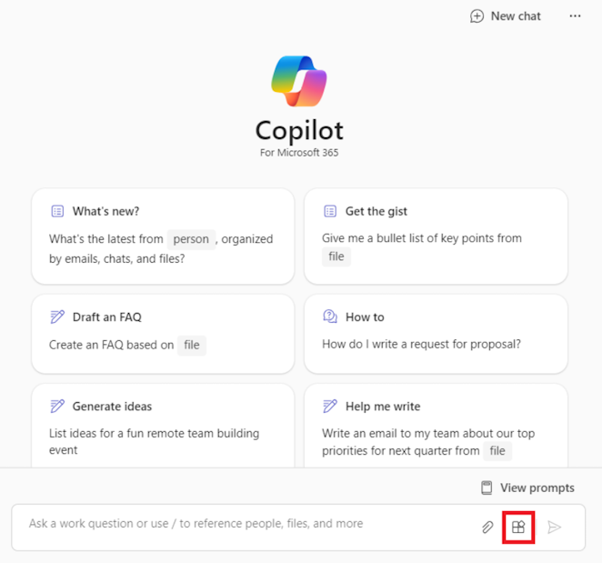 Screenshot of the Microsoft 365 Copilot Chat app.