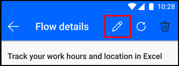 Screenshot of the pencil icon in the Flow details screen.