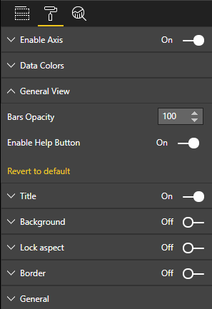 Screenshot of the Power BI Visualizations pane, which shows the new Enable Help Button option.