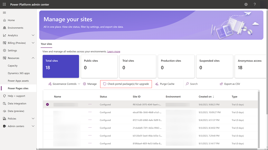 Check portal packages for upgrade.