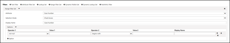 Range filter settings.