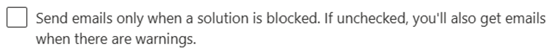 Screenshot of the solution checker email checkbox.