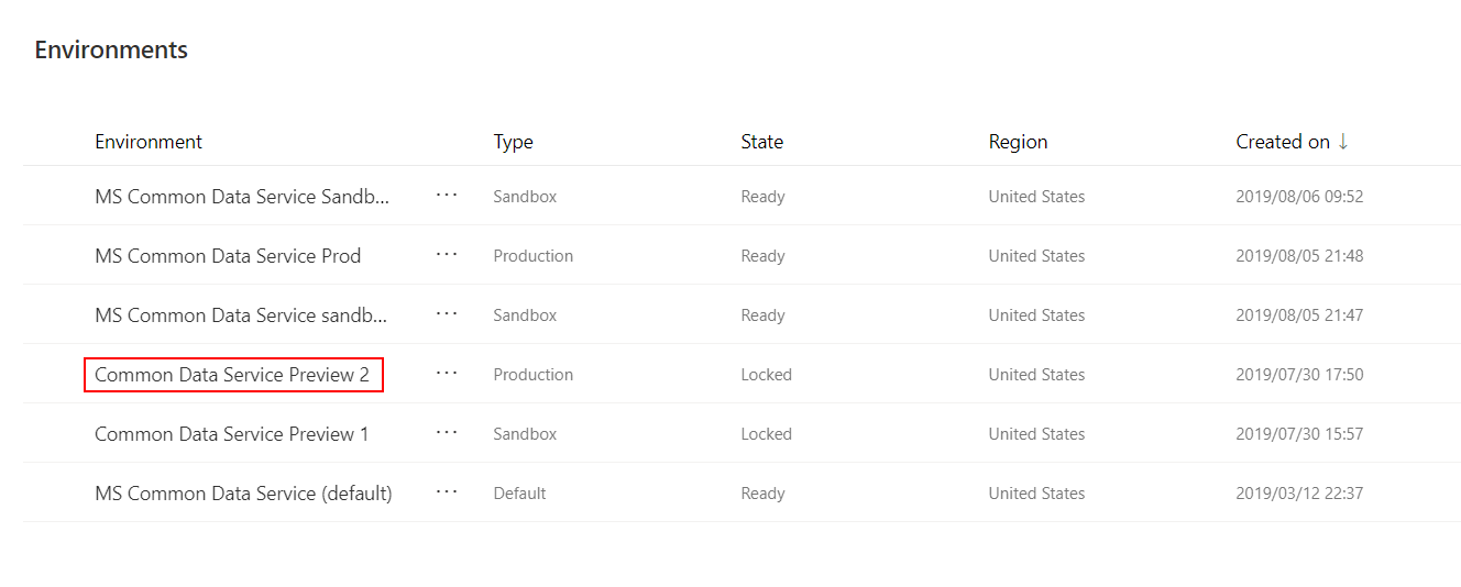 Open environment to view settings.