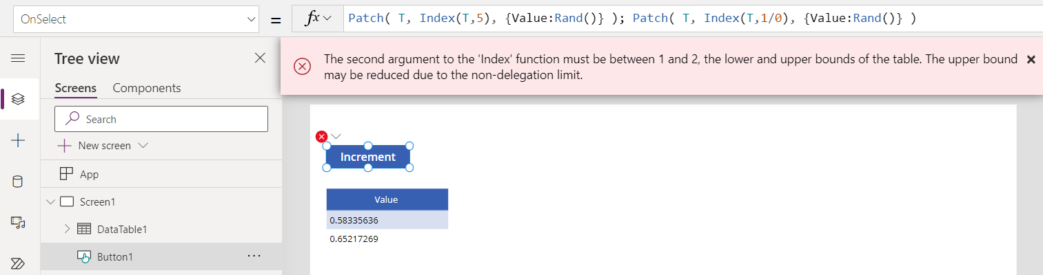 First index error displayed in an error banner, the second error is not reported