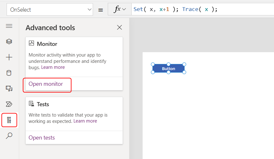 entry point for Power Apps monitor