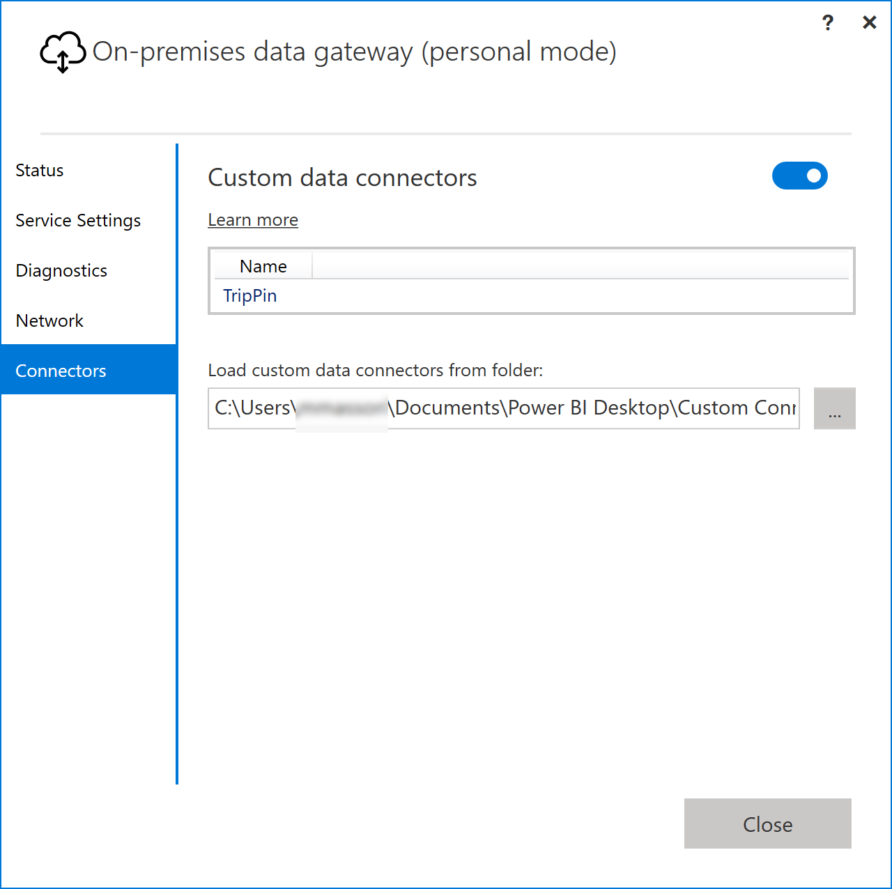 Gateway connector configuration.