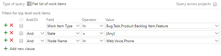 Query on Node Name for several areas