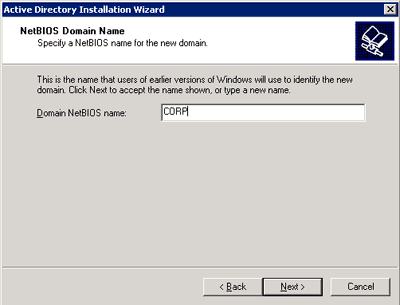 Active Directory Installation,NetBIOS domain name