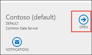 Screenshot of Dataverse instance Open button.