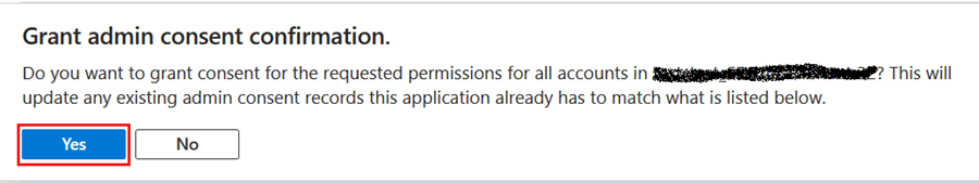 Screenshot showing location of grant consent confirmation.