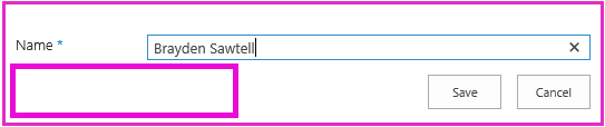 The new item form for the Local Employees list. The "Added to Corporate DB" field is no longer on the form, only the name field and buttons for OK and Cancel.