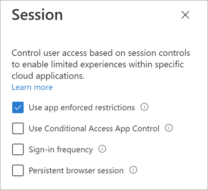 Selecting to control access using app enforced restrictions