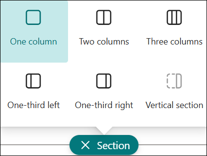 Image of the available section layouts