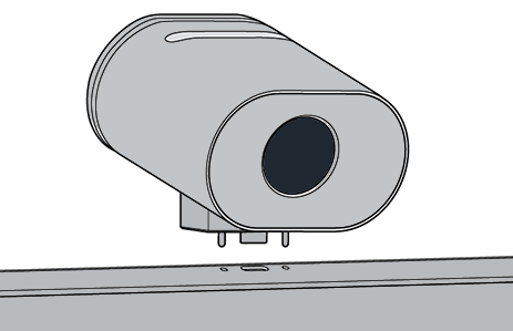Screenshot that shows how to attach the camera to the USB-C port in the middle of the top of Surface Hub 2S.