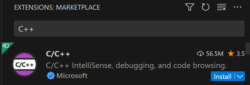 installing C++ Visual Studio Code Extension