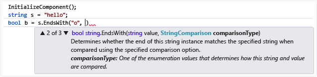 Screenshot showing the IntelliSense Parameter Info feature.