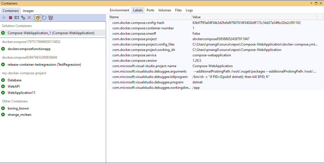 Compose grouping option and containers label tab