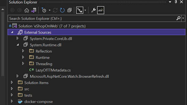 External Sources node in Solution explorer