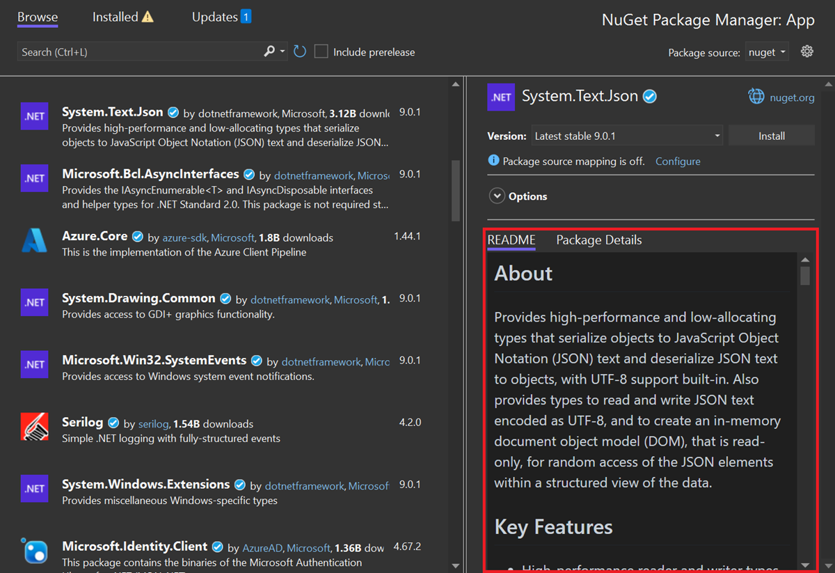 NuGet README PM UI