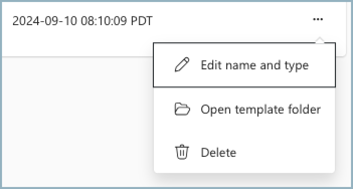 Screenshot of the template folder dropdown menu.