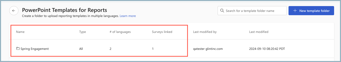 Screenshot of the PowerPoint Templates for Reports page.