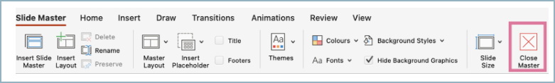 Screenshot of the Close Master feature on the View menu bar.