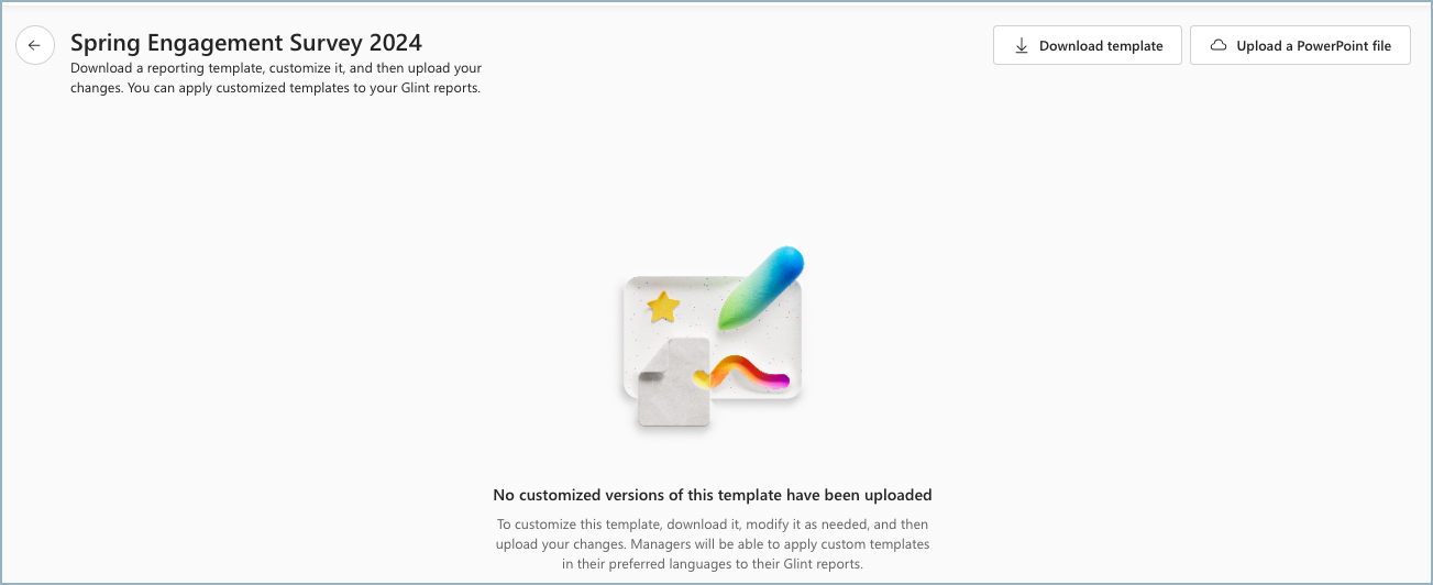 Screenshot of an alert telling you that no customized versions of your template are uploaded.