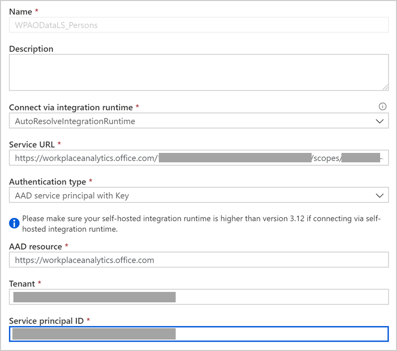 Screenshot that shows the service principal ID field highlighted on a screen.