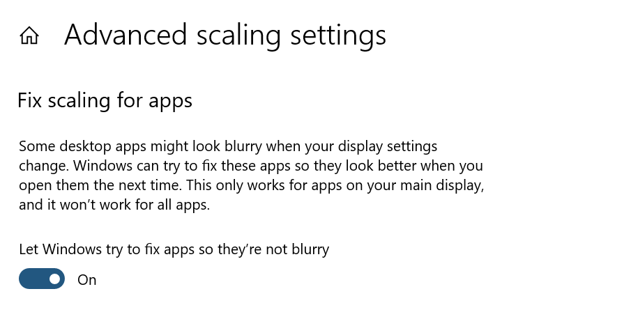 Scaling settings