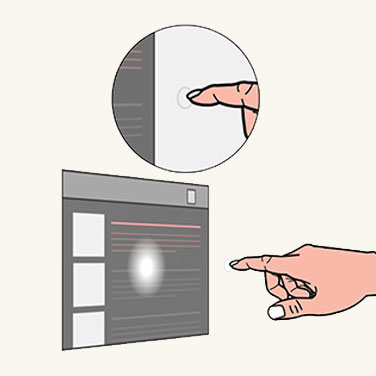 Fingertip cursor far