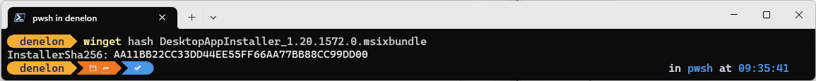 winget hash command