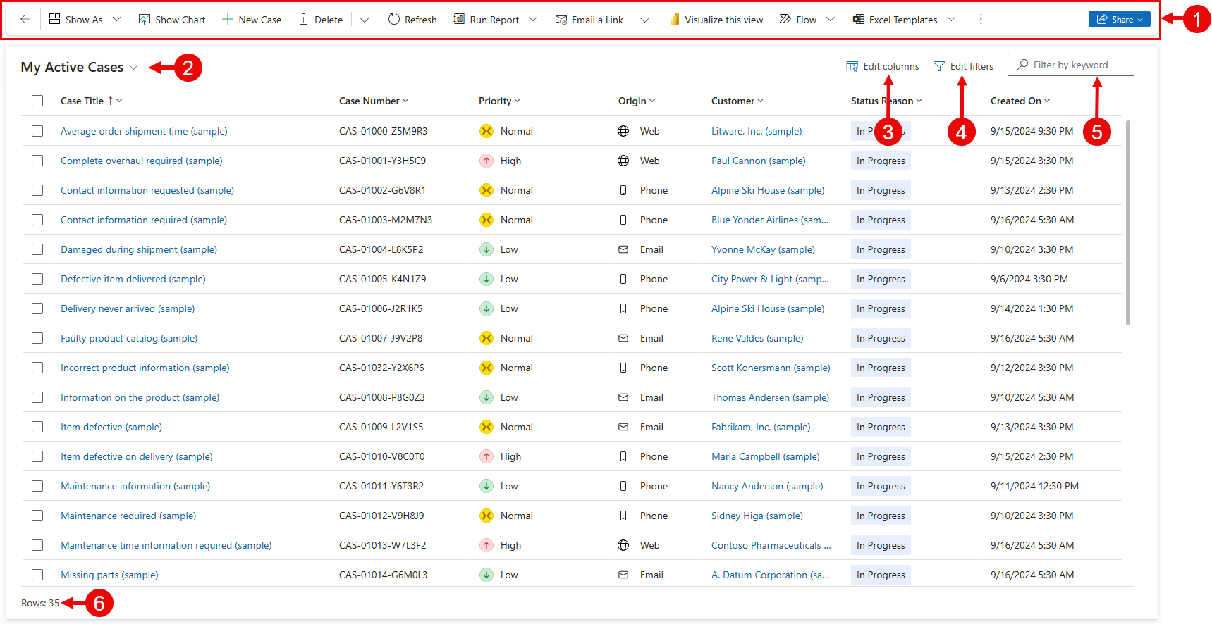 A screenshot of a grid page in a model-driven app.