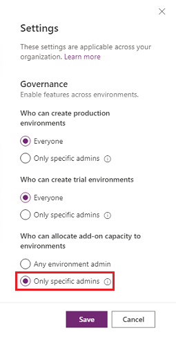 Control add-on capacity allocation.