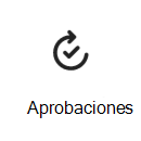 Captura de pantalla del icono de la tarjeta de aprobaciones con un vínculo para obtener más información.