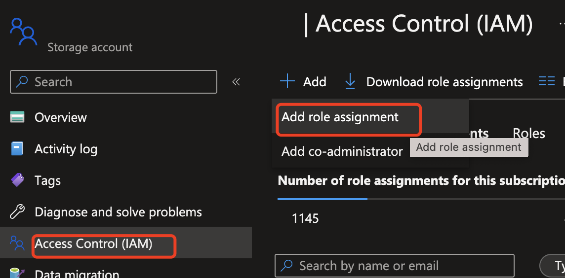 Captura de pantalla de la página Agregar asignación de roles en Azure Portal.