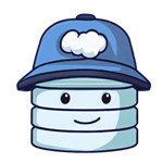 Ilustración de la mascota del generador de Data API, que es una base de datos con un sombrero de construcción con un logotipo en la nube.