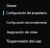 Captura de pantalla de las opciones del menú propietario.