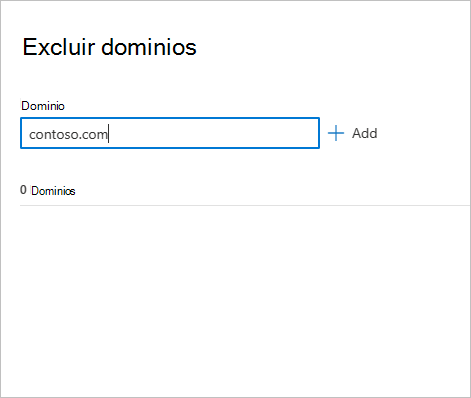 Agregue un dominio que se va a excluir.