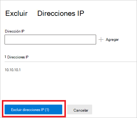 Excluir direcciones IP.