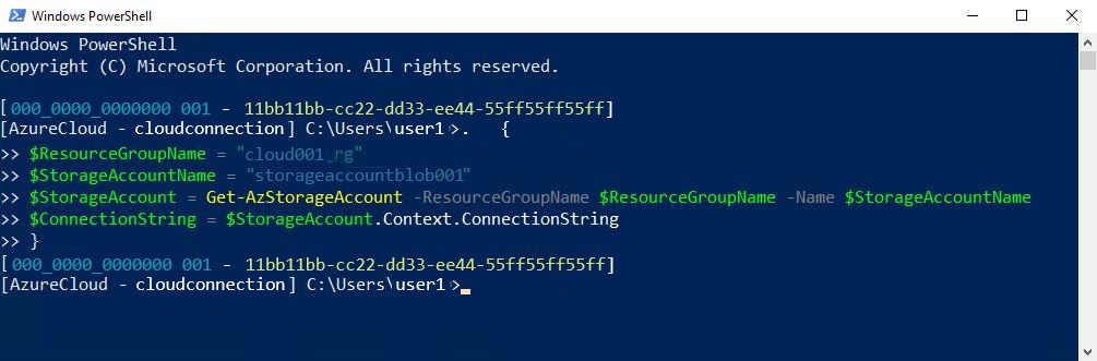 obtención de cadena de conexión de PowerShell